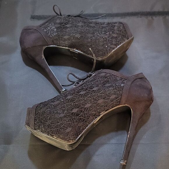 CHASE+CHLOE MESH LACE DESIGN PEEP TOE HIGH HEEL STILETTO PUMP - Picture 13 of 15